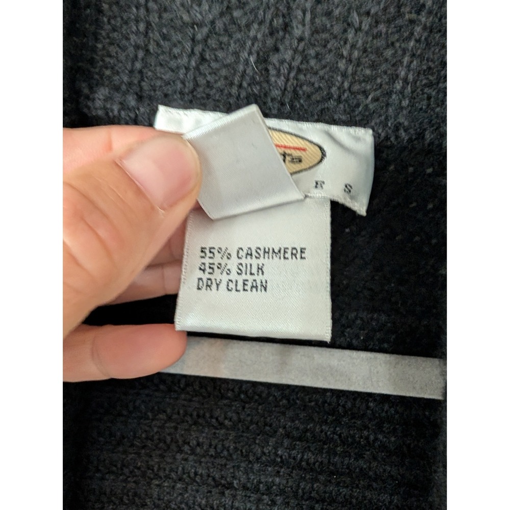 Talbots Petites Cashmere Silk Shawl Collar Cardigan Sweater Knit Small Black - Picture 4 of 5